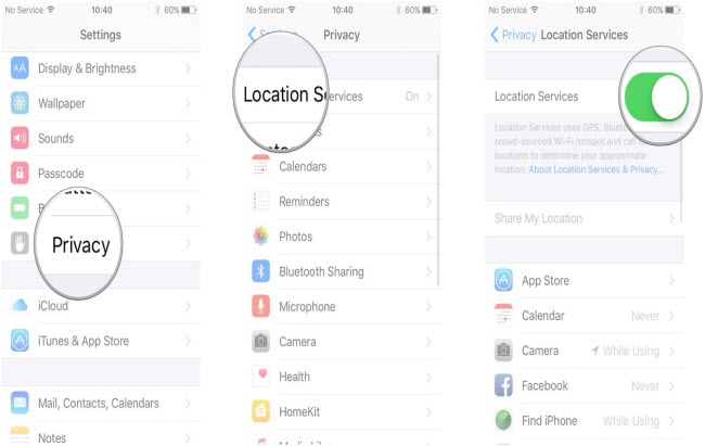 disallow snapchat location service for faking location on snapchat