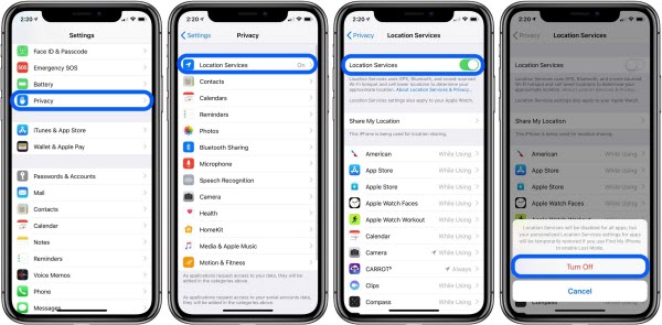 disable location services on iphone