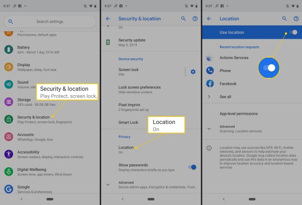 disable location services on Android
