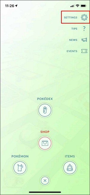 Pokémon GO settings menu
