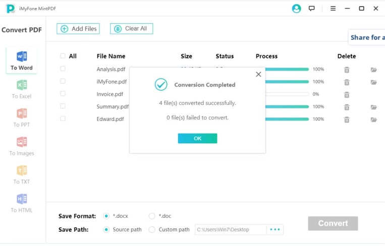 save PDF as word MintPDF finished