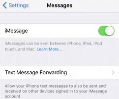 cant set up mac text message forwarding