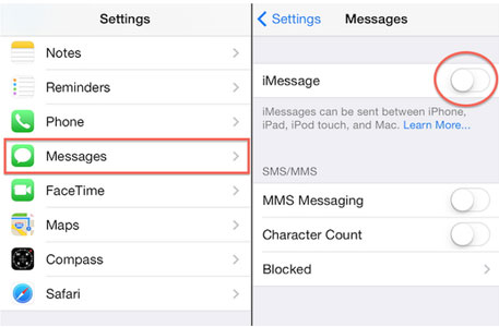 change iMessages to text message