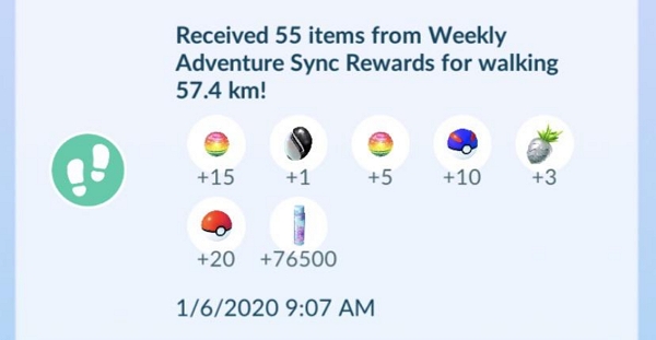50 km rewards in Pokemon GO