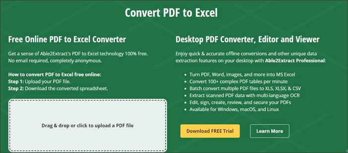 pdf converter to excel free online