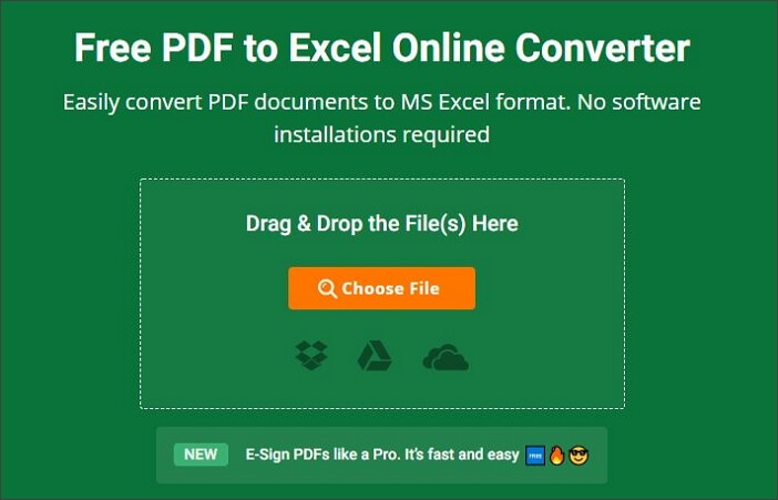 pdf to excel pdf2go