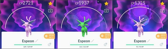 ALL EEVEE SHINY EVOLUTIONS WITH NAMES IN POKEMON GO, POKEMON TRAINER