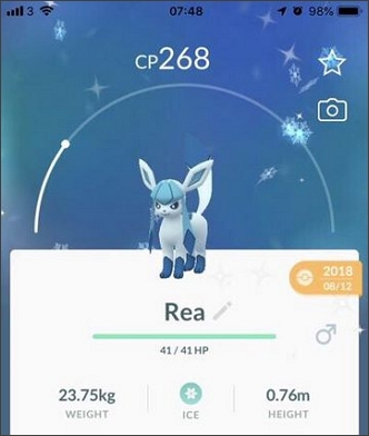 evolve eevee into Glaceon with nickname trick