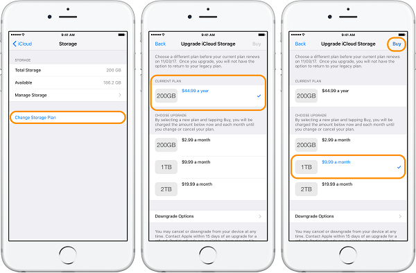 iCloud storage upgrades