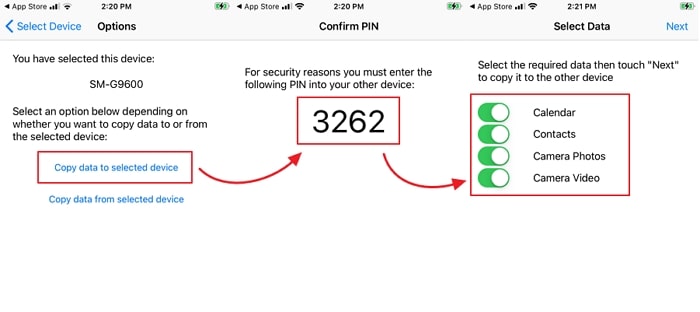 Use Copy My Data to transfer data from Android to iPhone