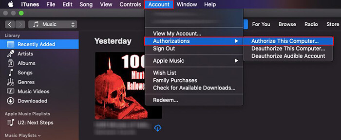 authorize itunes on Mac