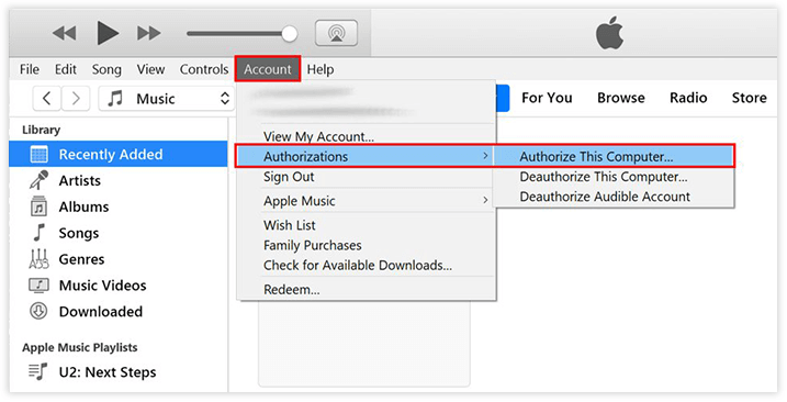 authorize itunes on windows pc