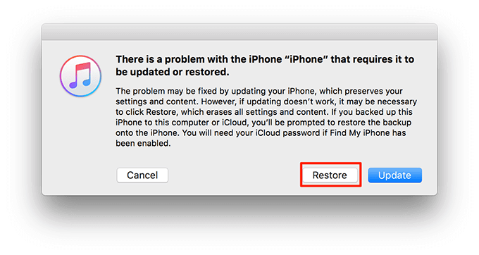 restore iPhone with iTunes