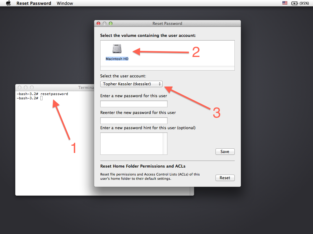 how to reset my password on my macbook air