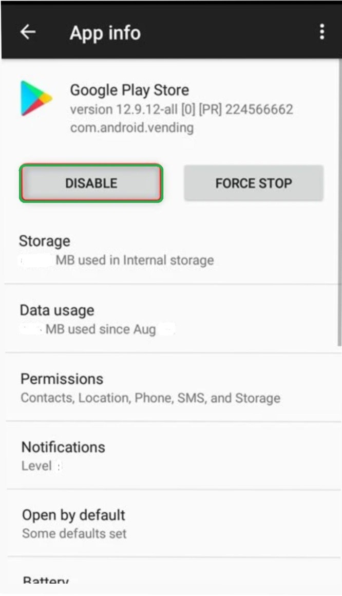 disable Google Play Store