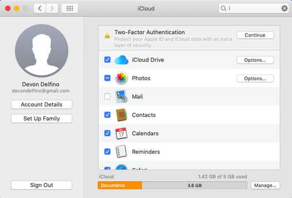 applications select icloud backup