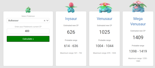 Pokemon GO Evolution/CP Calculator