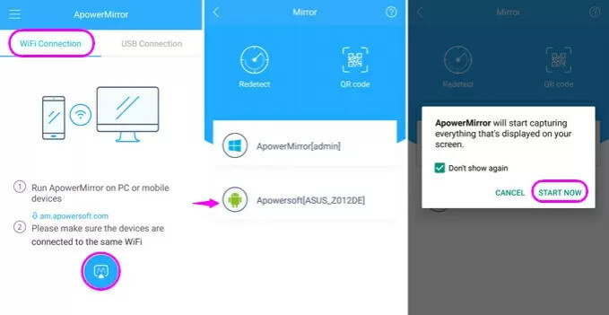 mirror from android to android with apowermirror