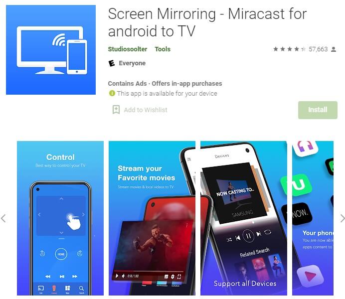 Screen Mirroring - Miracast for Android to TV