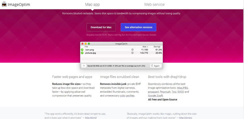 use imageoptim to compress images on mac