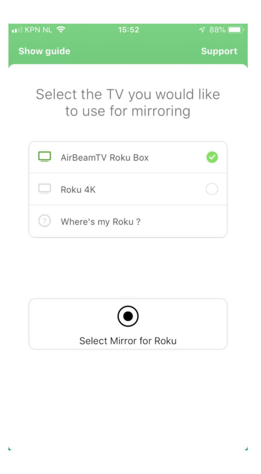 Mirror for Roku app