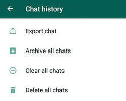 delete all whatsapp chats