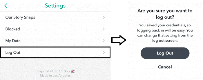 log out snapchat