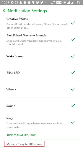 manage story notifications