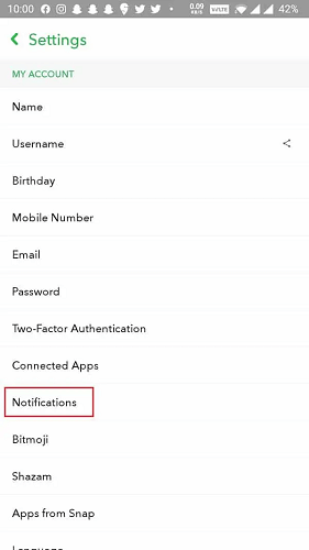 snapchat notification settings