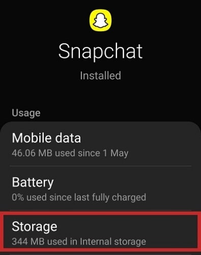 snapchat storage