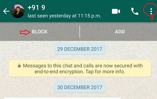 unknow contact block whatsapp