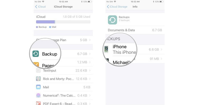 does app data backup to icloud