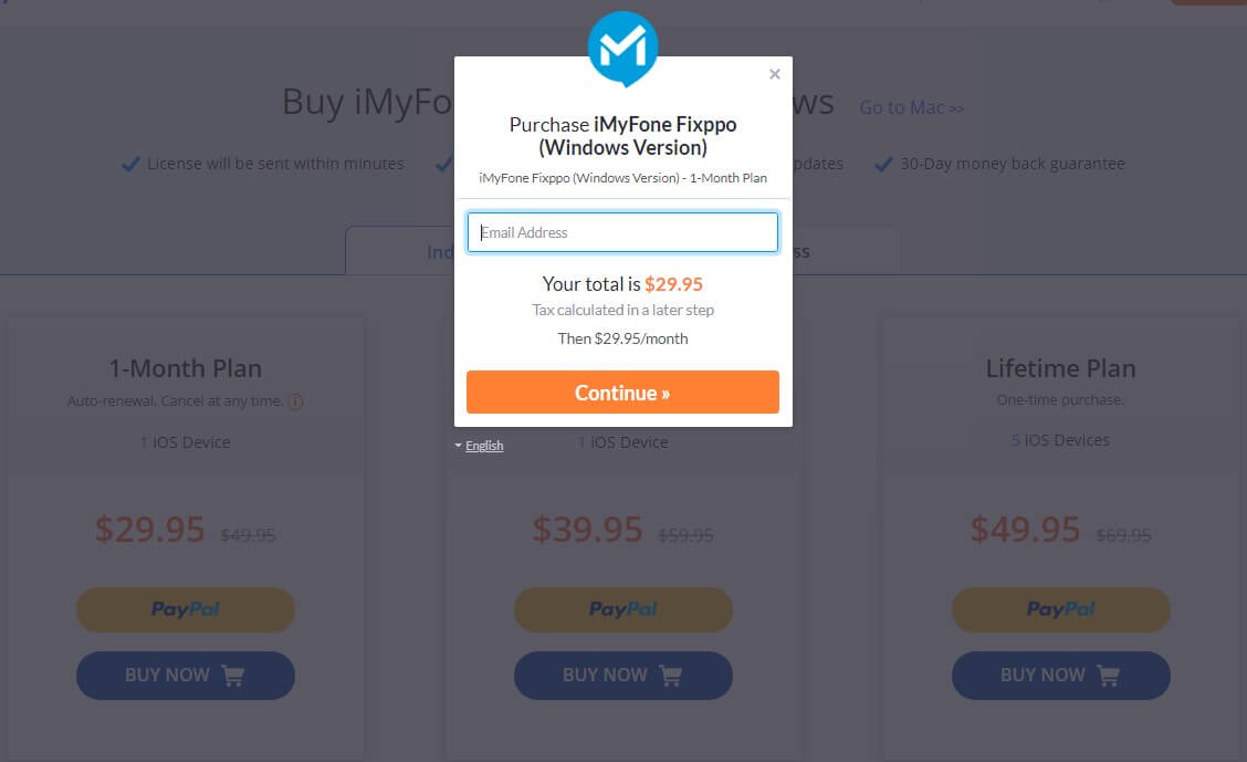 purchase iMyFone Fixppo with Paddle method