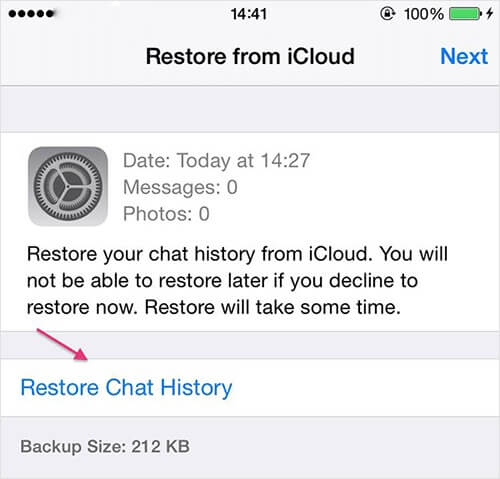 restore whatsapp chat