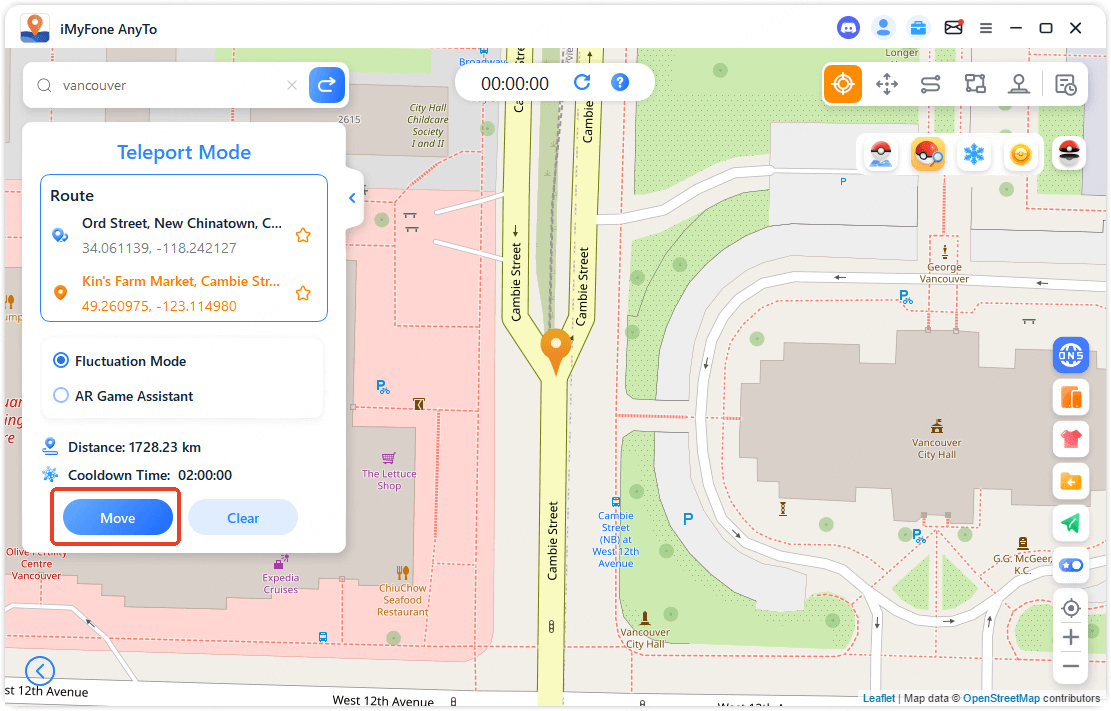 change location with 1 click