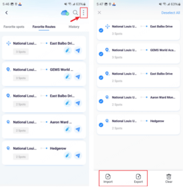 anyto android import export gpx