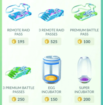 items can be purchased by pokecoins
