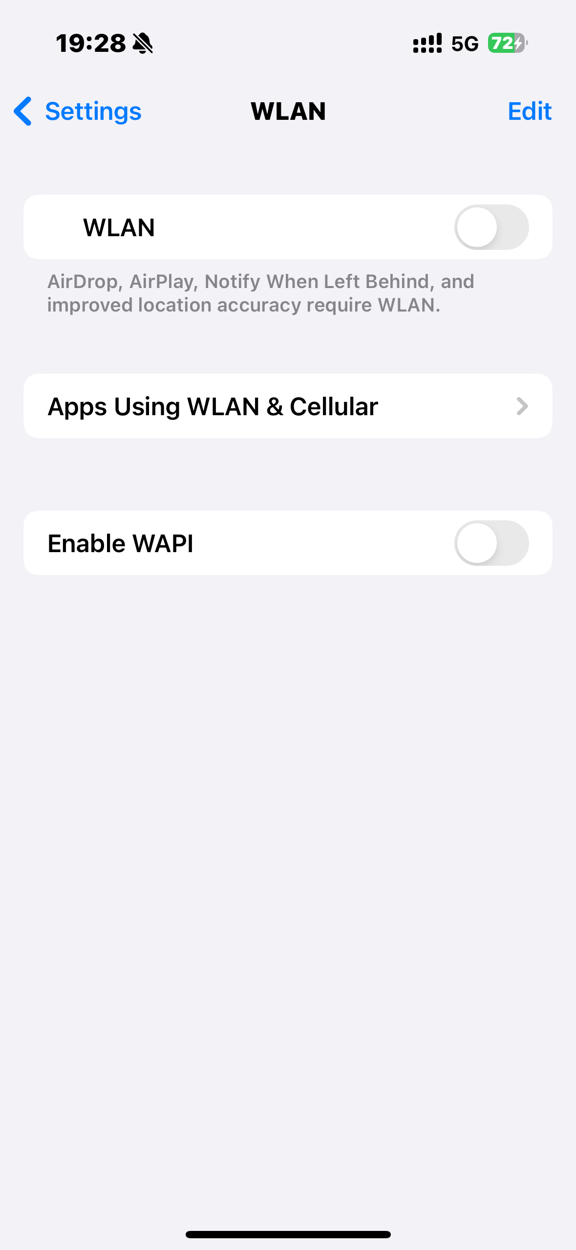turn off wifi in settings