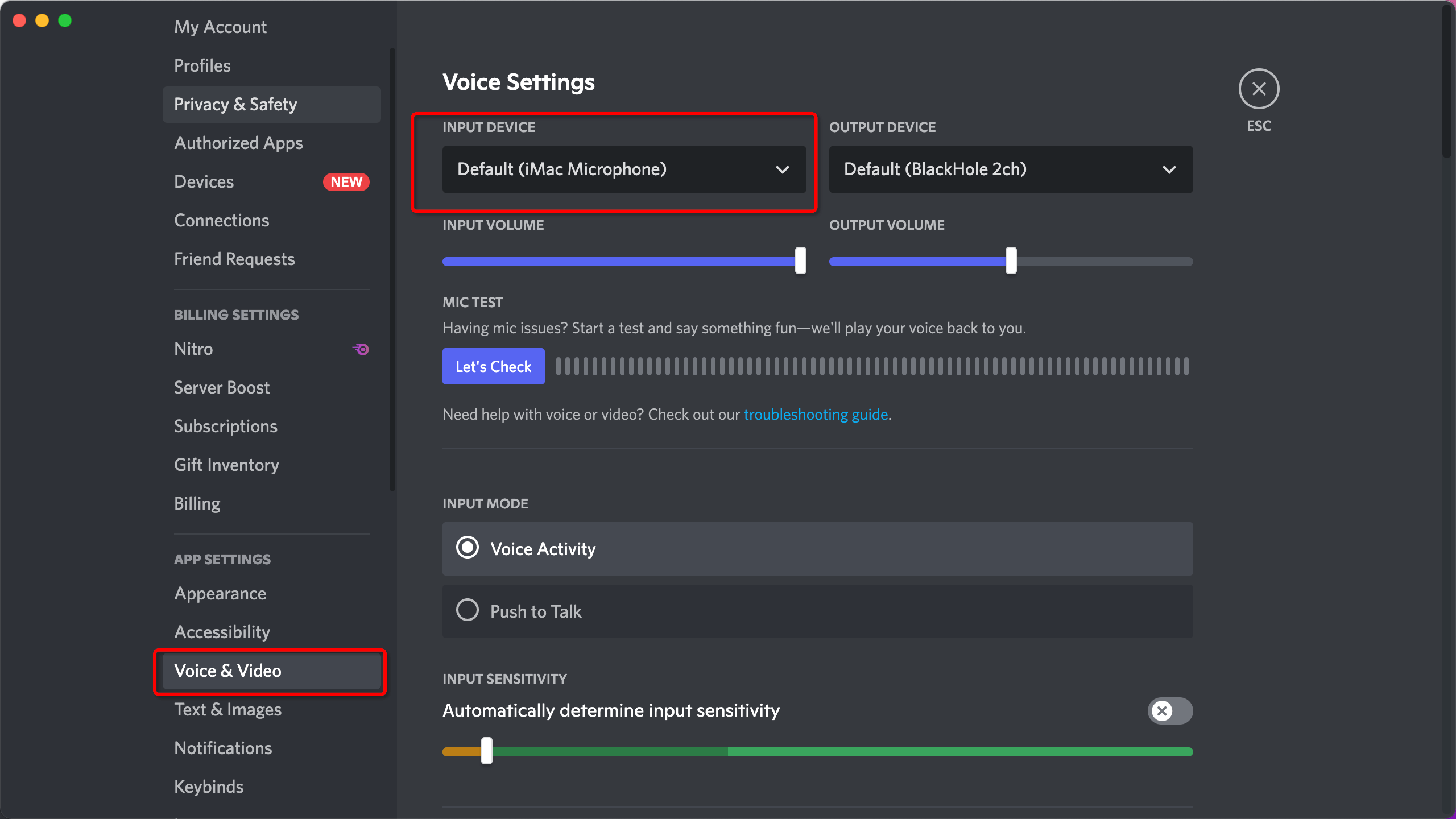 choose microphone on discord