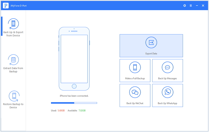 click backup and export from device