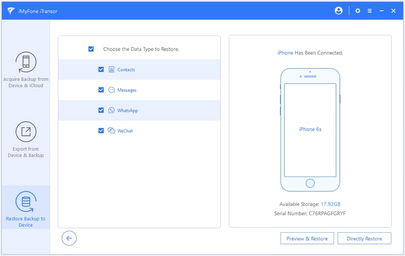 restore pritial backup