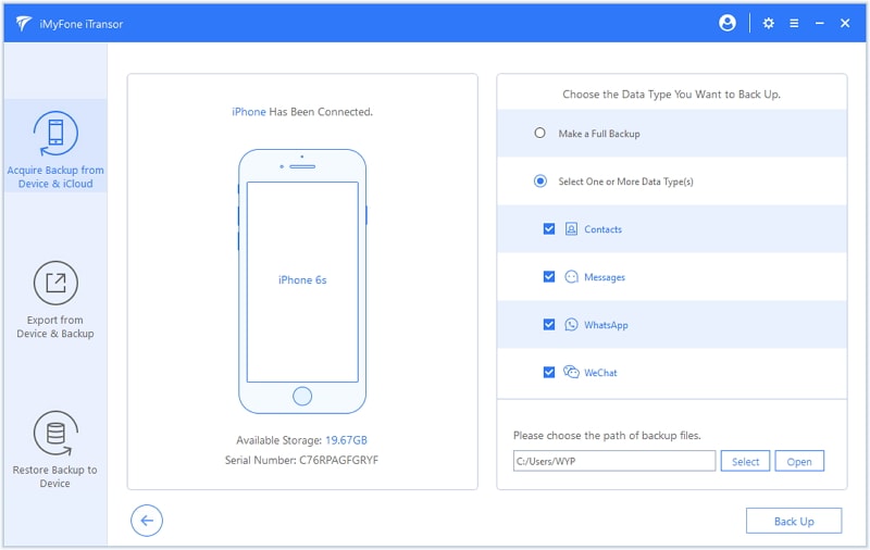  select one or more data types