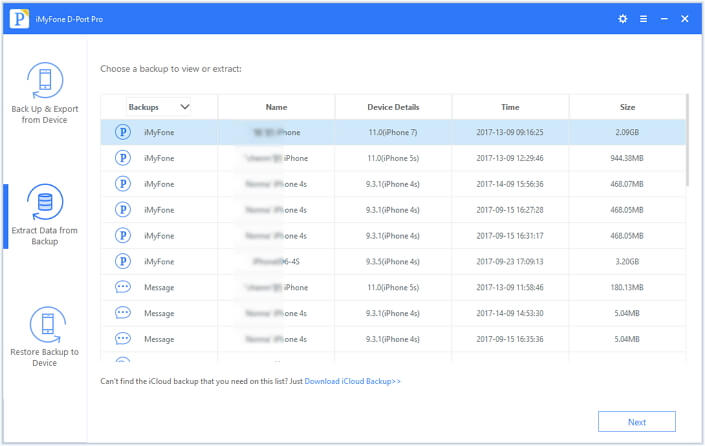 extract data from iMyFone backup