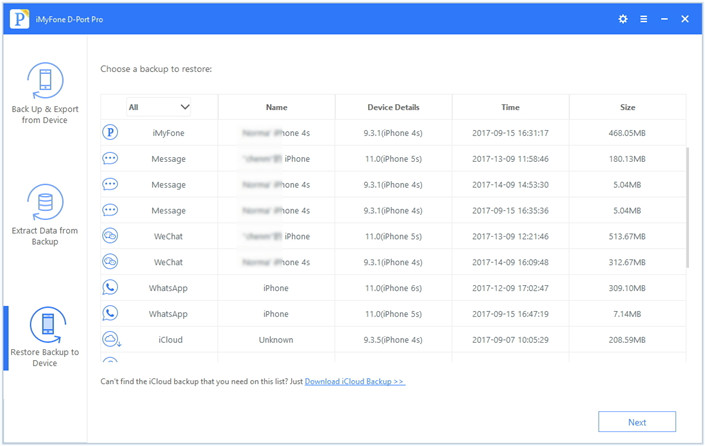 choose to restore a partial backup