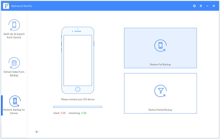 choose to restore a partial backup