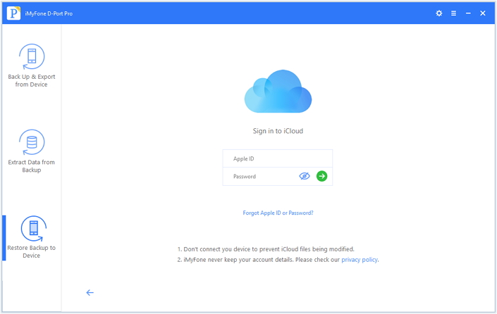 Log in to your iCloud account