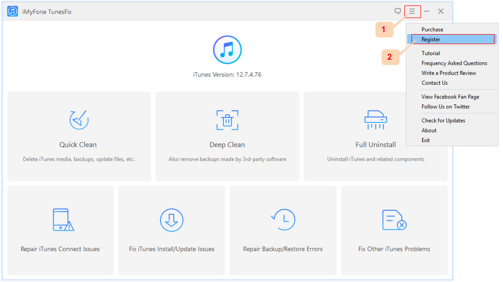 how to register TunesFix