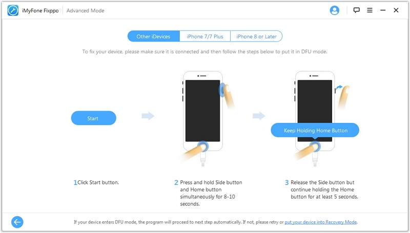  enter DFU mode under Standard mode