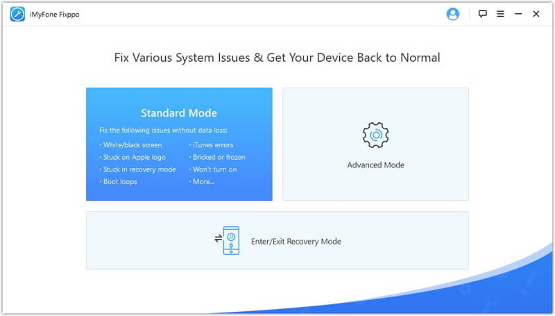 select standard mode to repair iPad