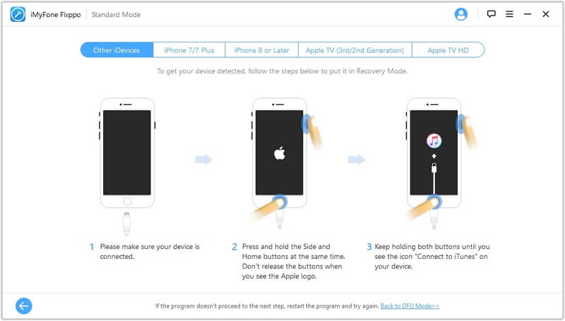 put device into standard mode